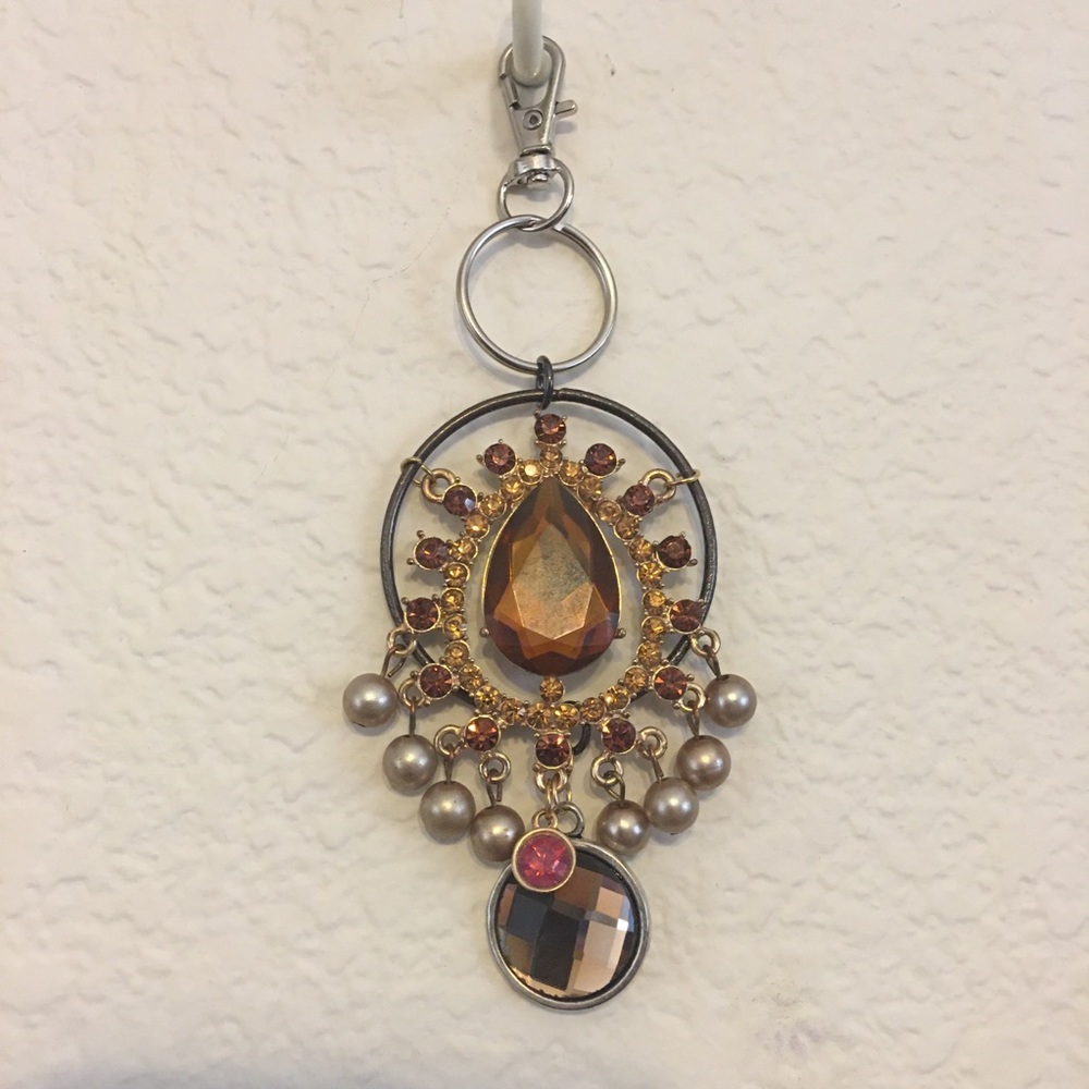 Vintage repurpose salvaged estate gem keychain